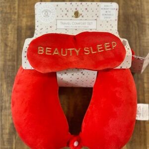 Red Travel Comfort Set with Eye Mask